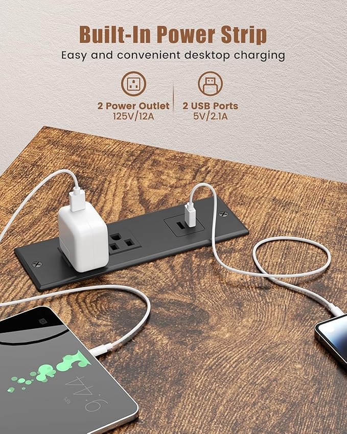 Flycity Electric L Shaped Standing Desk with Monitor Stand 59 Corner Computer Desk with Drawers Gaming Table with LED Lights &amp Power Outlet Home Office Stand Up Adjustable Height Table Brown