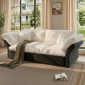 74.8 Queen Pull Out Couch BedVelvet Convertible Pull-Out Sofa Bed with Side Pockets3-in-1 Queen-Size Sleeper SofaSleeper Loveseat for Living RoomApartment Offices (Beige/White)