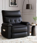 OUTLANE Oversized Recliner Chair Big and Tall Massage Recliner with Heating Extra Wide PU Leather Manual Recliners 400LBS Capacity with Plush 1.5X Padding Lazy Chair for Living Room - Black