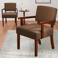 Corduroy Accent Chair Set of 2 with Table Mid Century Modern Armchairs with Solid Wood Frame Oversized Reading Leisure Chair (Corduroy Brown Set of 2 with Table)
