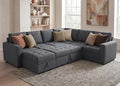 HONBAY Modular Sectional Couch with Pull Out Bed Sleeper Sofa with Storage U Shaped Modular Sectional Couches for Living RoomWarm Bluish Grey