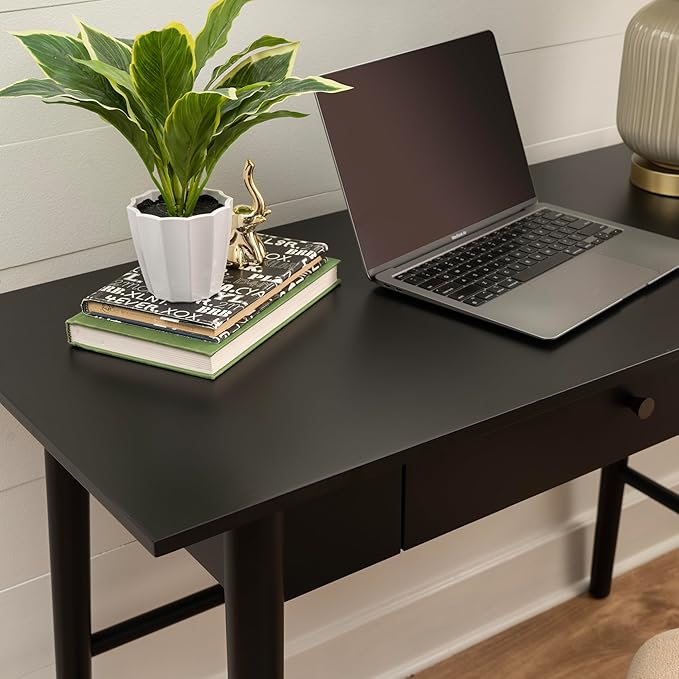 Melissa Black Wooden One Drawer Writing Desk by Linon