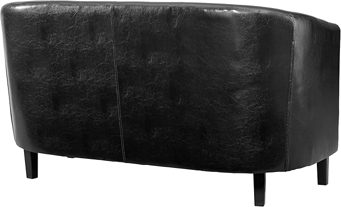 Naomi Home Emma Faux Leather Loveseat Modern Two-Seater Sofa with Wooden Legs Compact &amp Comfortable Seating for Living Room Bedroom or Office - Espresso