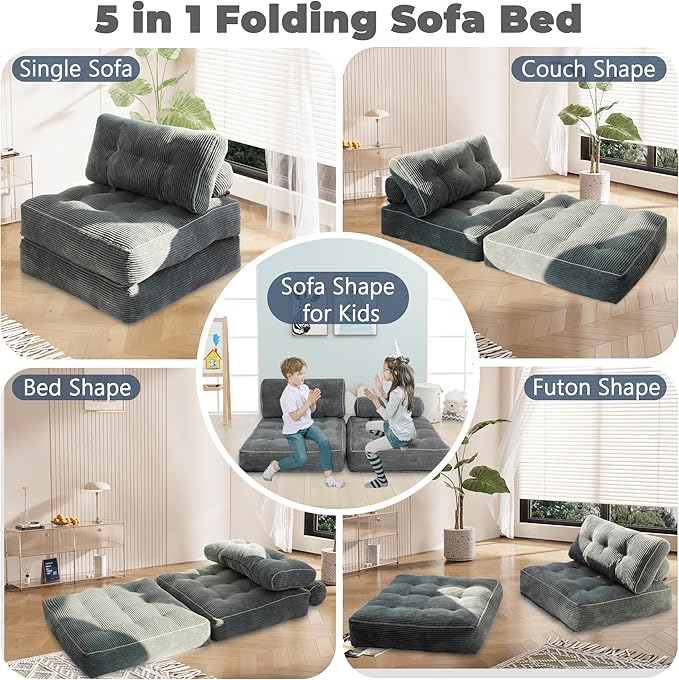 Folding Sofa BedConvertible Sleeper Chair for Adults Folding Sofa Bed Foam Filling Couch with PillowSleeper Chairs Single Size Floor Mattress