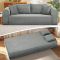 83 Sofa in a Box 3 Seater Couch No Assembly Boneless Sofa Bed with Cushion Back 2 Pillows Deep Seat Corduroy Fabric Side Storage Pockets for Living Room Bedroom Apartment Office Light Grey