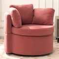FOXHUNTER Swivel Barrel Chair 360 Degree Swivel Round Storage Chair with 3 Pillows Oversize Teddy Swivel Accent Chair Comfy Single Sofa Chair for Nursery Living Room Bedroom (Pink)