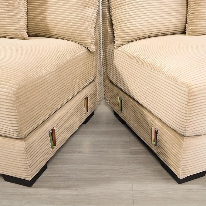 ERYE Modern Corduroy Upholstered Accent Chair and Ottoman Set Oversized Wider Seat Armchair Leisure Comfy Lounge Chaise with Removable CushionArmrests and 3 Pillows