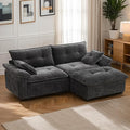 89 Modular Sectional Sofa Comfy Cloud Couch with Movable Ottoman 3-Seat Chenille Deep Seat Sofa with Throw Pillows/USB Ports for Living Room Office and Apartment (Dark Grey)