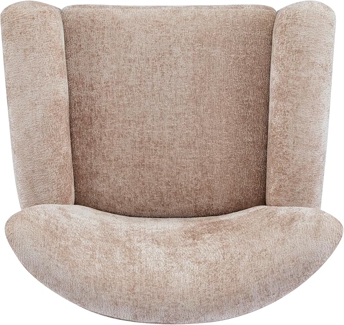 Christopher Knight Home Lindy Wingback Accent Chair Upholstered Armchair with Rounded Wooden Legs Curved Backrest Single Sofa Soft Cushion Seating Comfy Lounge Chair for Living Room Beige Brown