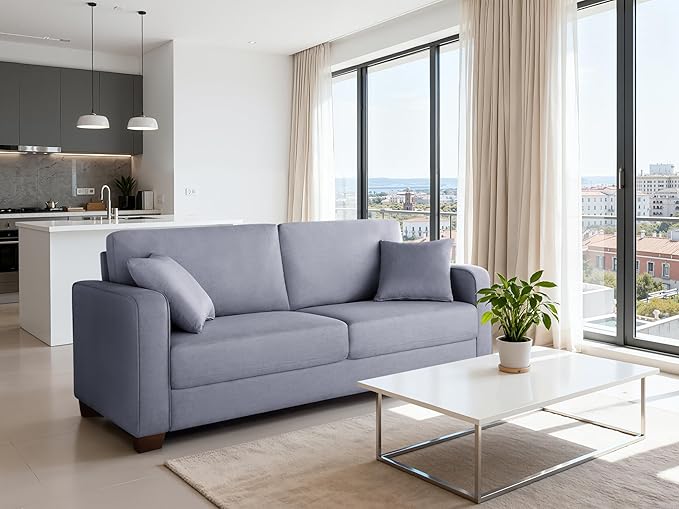VANOMi Loveseat Couches for Living Room Modern Sofas &amp Couches with Cushion &amp 2 Pillow Comfy Linen Loveseat Sofa for Small Space Office Apartment Light Grey