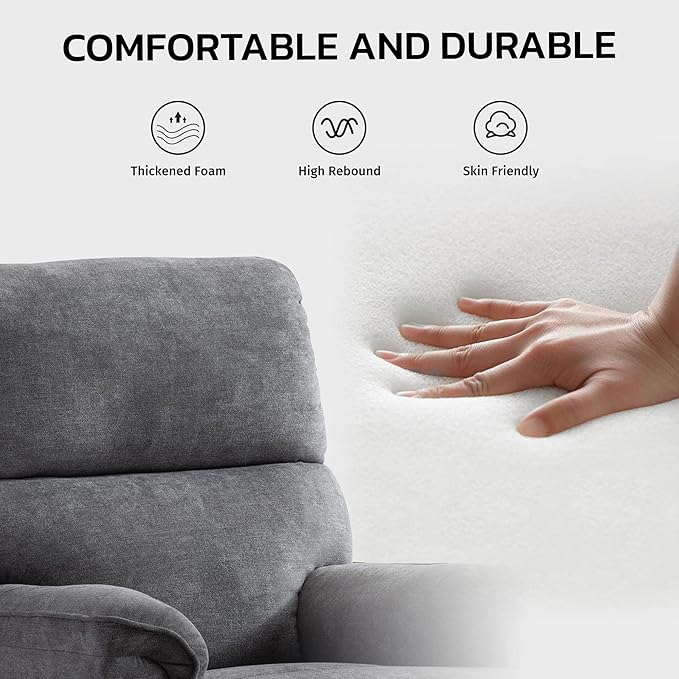 EBELLO Power Recliner Chair Electric Recliner Breathable Fabric Single Overstuffed Recliner Sofa Chair with USB Charge Port for Elderly Living Room Bedroom Gray Power Gray