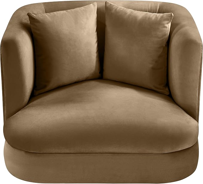 Meridian Furniture 699Beige-C Alder Collection Modern | Contemporary Chair with Ultra Luxe Beige Velvet 460 GSM Velvet Solid Wood Frame 38 W x 36 D x 30 H Beige