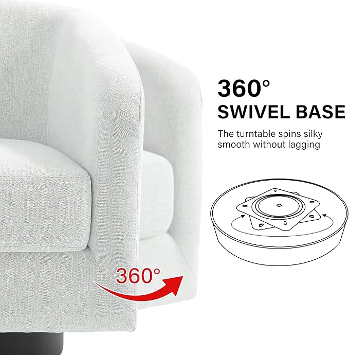 Swivel Barrel Accent Chair Modern Round Chenille Fabric Arm Chair for Living Room Bedroom Comfy Club Reading Chairs for Adults（Chenille Fabric Beige Set of 1
