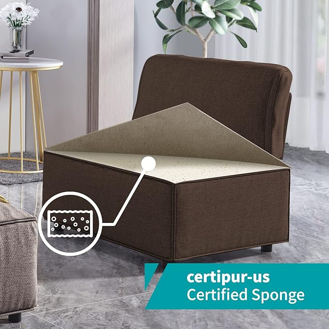 BALUS 120 Sectional Sofa for Living RoomU Shaped Modular Sofa Couch with Ottoman 6-Seat Oversized Sleeper Sofas Deep Seat for Apartment Home OfficeLinen Fabric Brown