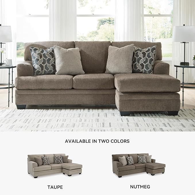 Signature Design by Ashley Stonemeade Casual Right-Arm Facing Sofa Chaise with 4 Toss Pillows Dark Brown
