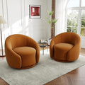 Swivel Accent Chairs Set of 2 Swivel Velvet Chair for Living Room No Assembly Small Comfy Round Barrel Armchair for Bedroom Office Waiting Room Orange