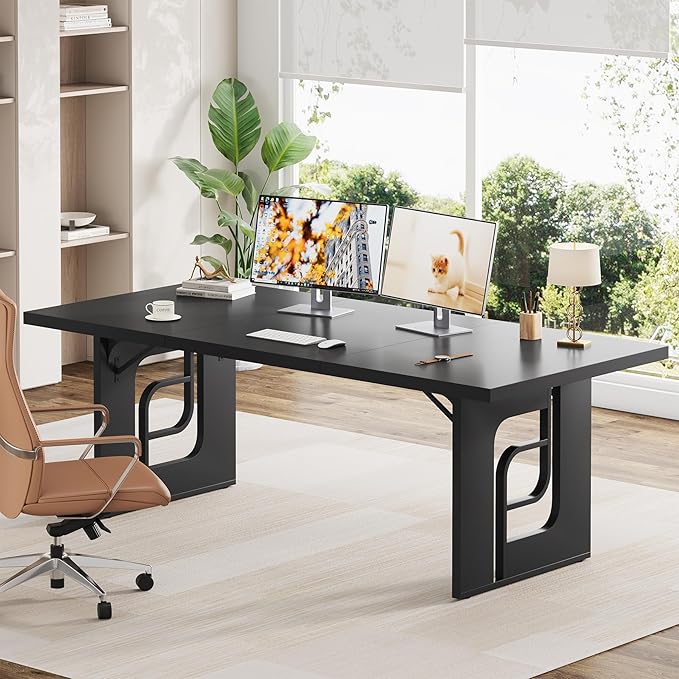 71 inch Large Simple Computer Desk Executive Office Desk Workstation Modern Study Writing Table Business Furniture for Home Office Black