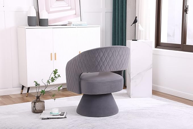 Swivel Accent Chair Armchair Round Barrel Chair in Fabric for Living Room Bedroom Grey