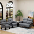 Yongchuang 3 Piece Sofa Sets for Living Room Brown Faux Leather Loveseat Sofa Couch and Accent Chairs Set of 2 Modern Small Couch and Armchair Set Grey