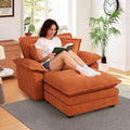 48 W Oversized Chaise Lounge Chair Indoor with Ottoman Upholstered Cloud Accent Chair with Extra Wide Armrests Comfy Green Corduroy Sleeper Chair for Living Room Bedroom Reading (Orange)