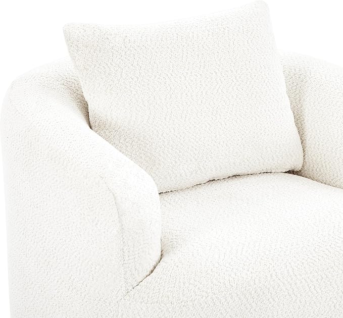 360° Swivel Chair 38.2 Accent Chair Sofa Chenille Upholstered Swivel Barrel Sofa Chair with a Throw Pillow for Living Room Bedroom Office and Hotel (Beige@52)
