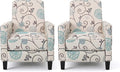 Christopher Knight Home Emmie Fabric Recliner (Set of 2) Light Beige with Blue Floral Dark Brown