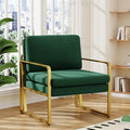 ALISH Accent Chairs Upholstered Armchair Modern Living Room Chairs Linen Arm Chair Side Sofa Chairs Reading Chairs with Metal Legs for Bedroom Living Room (Green Set of 1)