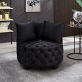 GDFStudio Upholstered Tufted Accent Chair Contemporary Velvet Leisure Chair with Curved Back and Integrated Arms Modern Round Accent Chair for Living Room Black