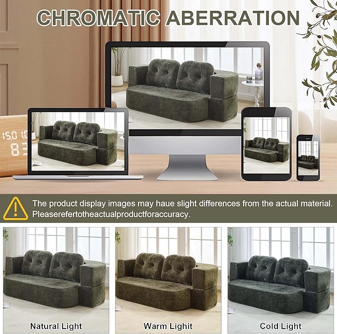 KIVENJAJA 78.7 Boneless Loveseat Convertible Folding Sofa Bed Full Size with Pillows Comfy Cloud Fold Out Couch Foldable Sleeper Sofa Bed for Living Room Small Spaces Office Apartment Green