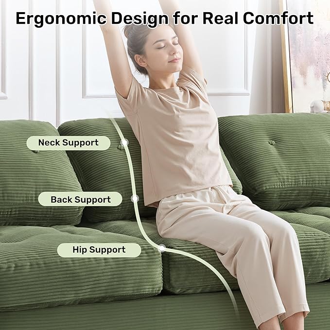 Convertible Sofa Bed3-Seater Boneless Couches for Living Room 2 in 1 Folding CouchFold Out Floor Couch with PillowsCloud Floor LoveseatFloor Futon Sleeper for Living Room Bedroom LoungeGreen