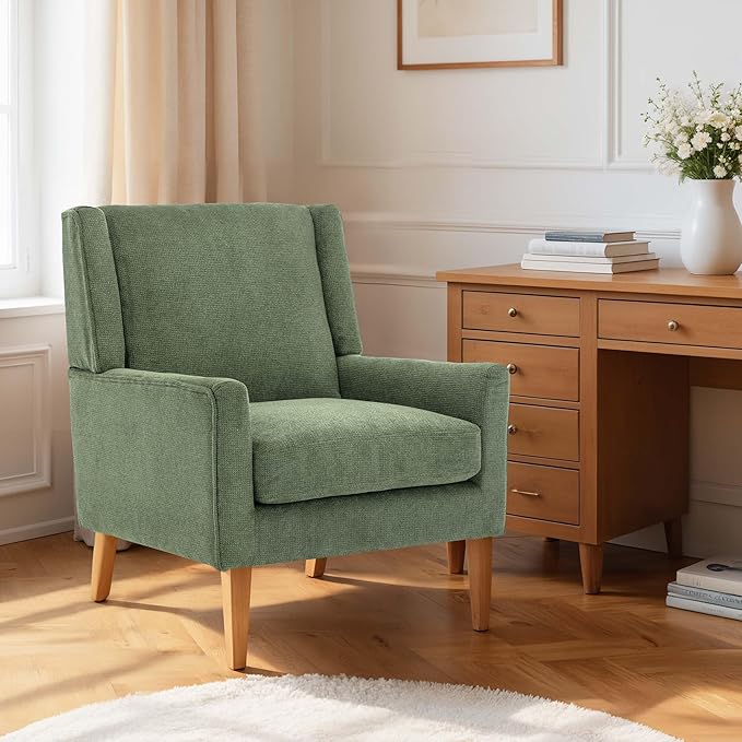 Accent Chairs for Living Room Mid-Century Wooden Fabric Living Room Chairs Arm Chair Side Chairs for Living Room Bedroom Reading Nook