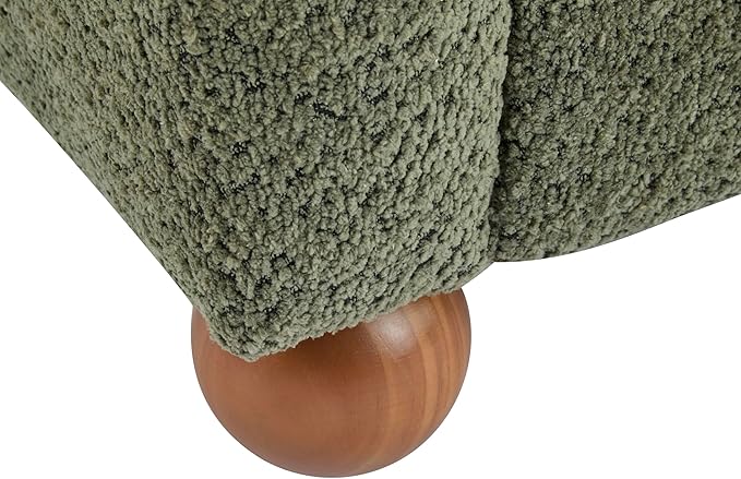 Christopher Knight Home Lindy Wingback Accent Chair Upholstered Armchair with Rounded Wooden Legs Curved Backrest Single Sofa Soft Cushion Seating Comfy Lounge Chair for Living Room Olive Green