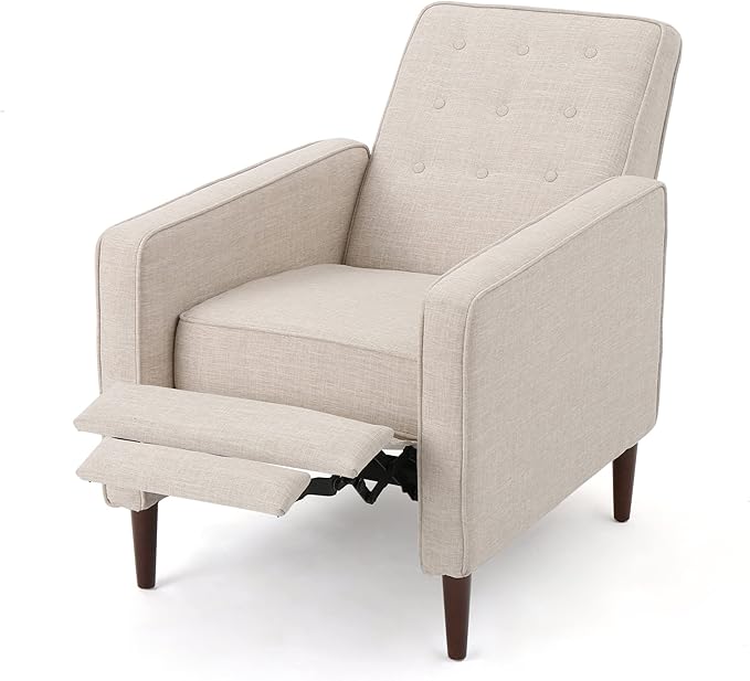 KEIKI Push Back Chair for Living Room Mid-Century Modern Recliner with Birch Legs
