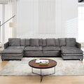108’’ Modular Sectional Sofa with Sleeper Comfy Cloud Couch L Shaped Chenille Couch with Thick Cushions &amp Movable Ottoman for Living Room Bedroom (Grey 143.31- U Shape Sofa)