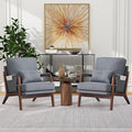 ANJ Mid Century Modern Accent Chair Set of 2 Lounge Reading Armchair with Extra Side Pocket &amp Detachable Cushion Comfy Fabric Accent Chairs for Living Room Bedroom Grey