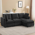 89'' 3-Seater Modular Sectional Cloud Sofa with Ottoman L-Shaped Couch for Living Room Modern Convertible Deep Seats Sofa Chenille Dark Grey
