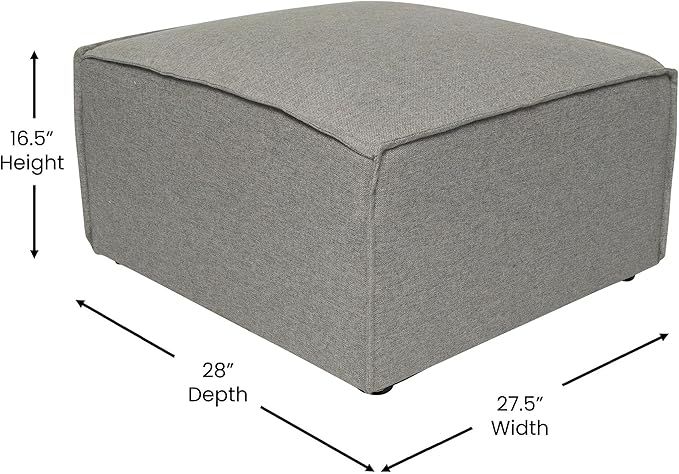 Flash Furniture Bridgetown Fabric Ottoman Module for Sectional Sofa Customizable Modular Couch Ottoman Gray