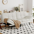Opoiar Convertible Futon Sofa Bed White Faux Leather Futon Couch with Adjustable Backrest &amp Armrests Folding Small Recliner Sleeper Sofa Bed for Living Room Apartment Office