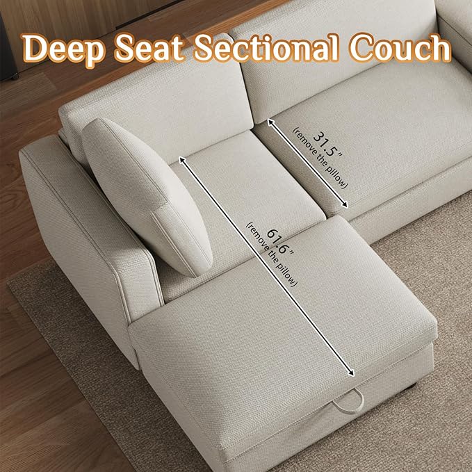 OUYESSIR 163U Shaped Cloud Couch SectionalsLarge Comfy Beige White Sectional Couches for Living RoomOversized Fluffy Modular SectionalChenille Big 6 Seat Sofa Set USB Port Central Console Ottoman