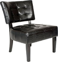 Roundhill Furniture Blended Leather Tufted Accent Chair with Oversized Seating Textured Black