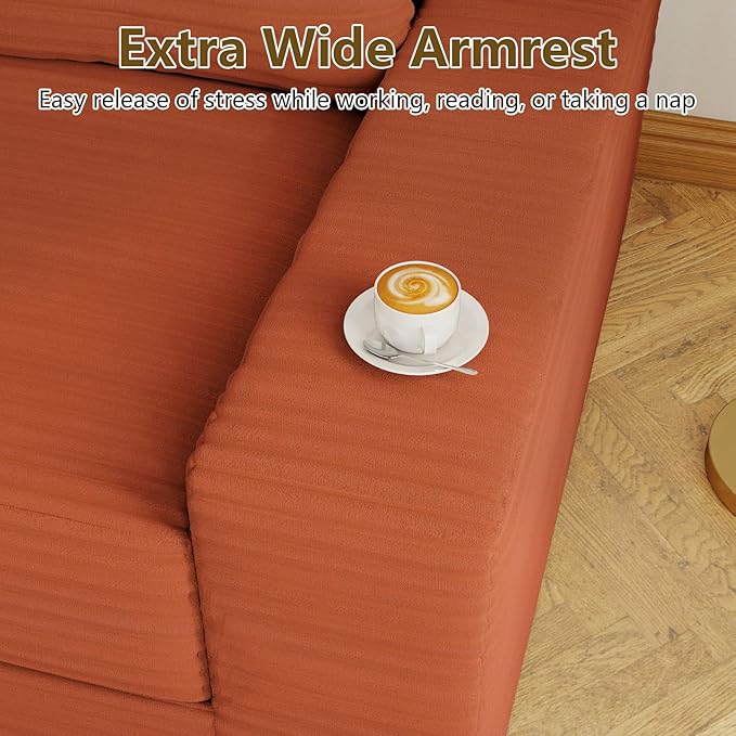 70.78 Loveseat Sofa Modern Small Corduroy Couch Comfy Deep Seat for Living Room Bedroom Apartment Home Office No Assembly Orange