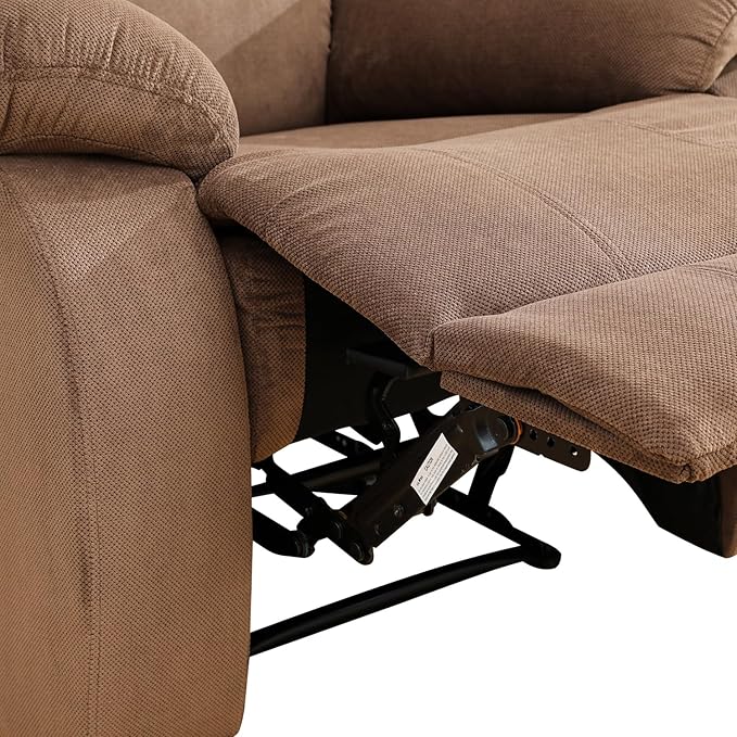 Manual Velvet Recliner Chair Sofa for Living Room35 Ergonomic Reclining Chair with 10 Arm/Upholstered Seat/Metal FrameModern Single Couch for Rv Sofa/Home Theater Seating/Office(Brown)