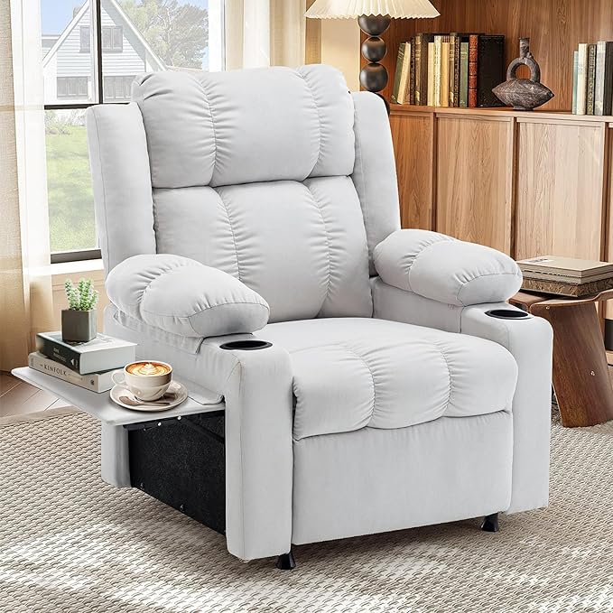 Oversize Recliner Chair with Massage and Heat Adjustable Modern Reclining Chair with Padded Seat Backrest for Living Room Home Theater Seating