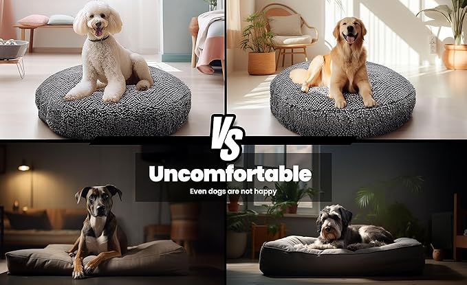 Muddy Mat® Cloud K-9 Dog Beds for Small Dogs &amp Cats Soft &amp Relaxing Round Dog Bed Chenille Material Removable Cover Washable &amp Dryer Safe – Grey Small(25'x25')