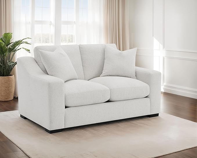 Coaster Home Furnishings - Ashlyn - Wood - Fabric Upholstered Loveseat with Track Arms Reversible Cushions and Cappuccino Block Feet - Living Room - 65-Inch - Sand - 552092