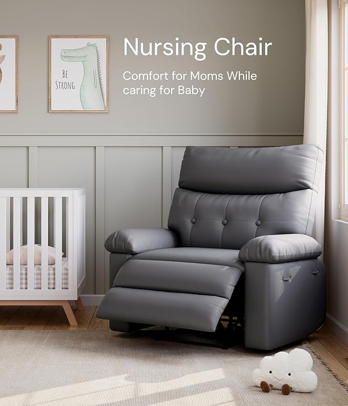 GarveeHome Oversized Wide Recliner Chair - Faux PU Leather Large Manual Recliner for Adults Exceptional Comfort Lazy Chair with 1.5X Sponge Filling and Easy Recline Mechanism for Relaxation