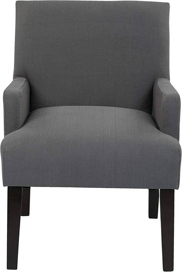 OSP Home Furnishings Main Street Upholstered Guest Chair with Espresso Finish Accents Woven Charcoal Fabric