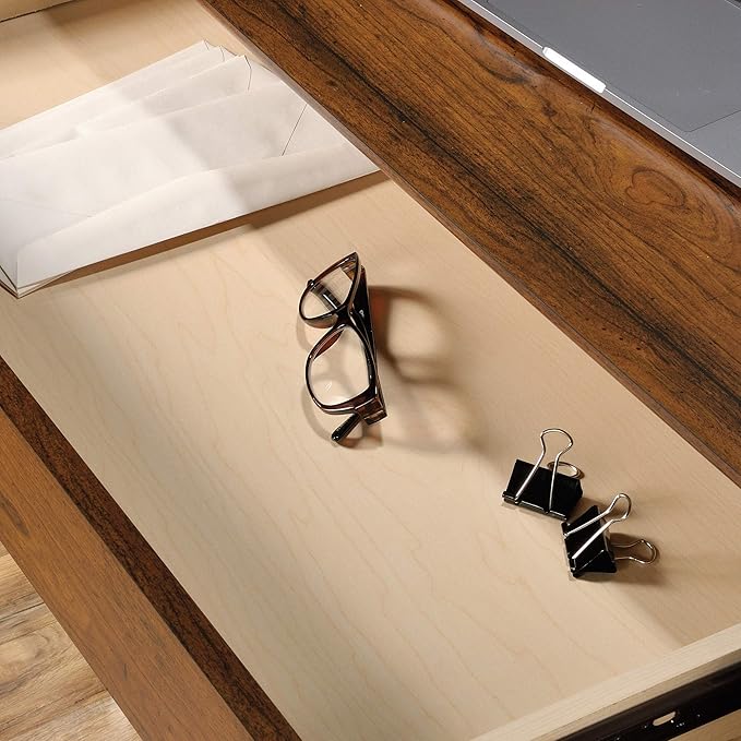 Sauder Carson Forge Rustic Vintage Computer Desk with Drawers Storage in Washington Cherry finish