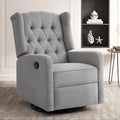 360 Swivel Rocker Recliner Chair for Adults Nursery Chair for Small Spaces Living Room Upholstered Fabric Glider Recliner Grey