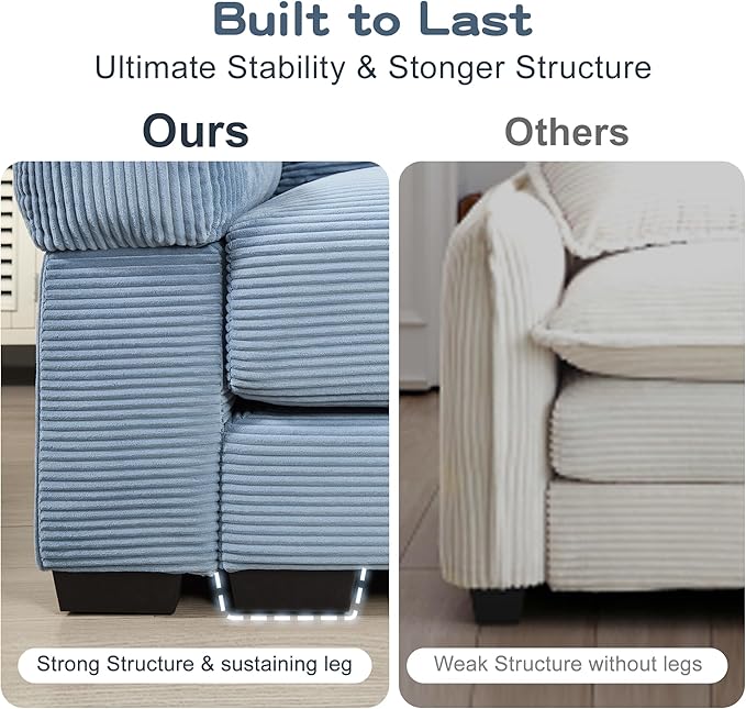 54.3 Oversized Cloud Accent Chair with Ottoman Modern Plush Corduroy Upholstered Extra-Thick Armrests &amp Overstuffed Cushion &amp 3 Pillows Comfy Chaise Lounge for Living Room Bedroom Apartmen